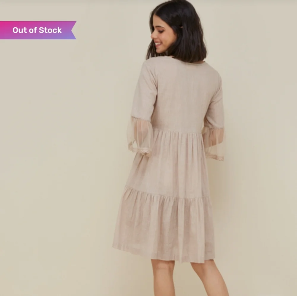 💛 NWT Bombay Paisley mustard yellow embroidered cotton dress - Picture 7 of 9